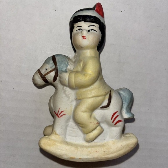 Vintage Indian Bisque figurine with Pony Collectible - Picture 1 of 7